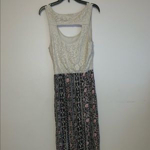 Maxi Dress , Lace at top, Floral at bottom .